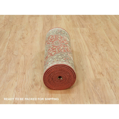 Fine Oriental Wool Hand Knotted Rug Red Brown 2.7X18.0 -O090107