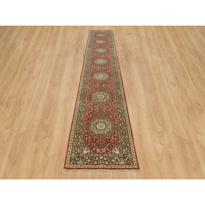 Fine Oriental Wool Hand Knotted Rug Red Brown 2.8X16.0 -O090112