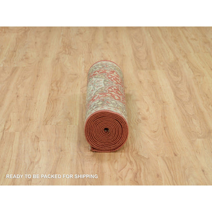 Fine Oriental Wool Hand Knotted Rug Red Brown 2.8X16.0 -O090112