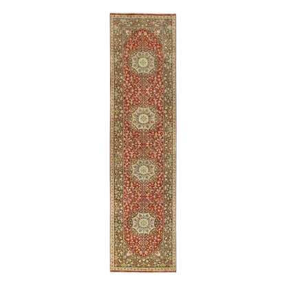 Fine Oriental Wool Hand Knotted Rug Red Brown 2.6X10.1 -O090113