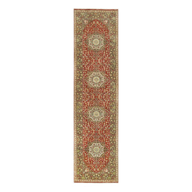 Fine Oriental Wool Hand Knotted Rug Red Brown 2.6X10.1 -O090113