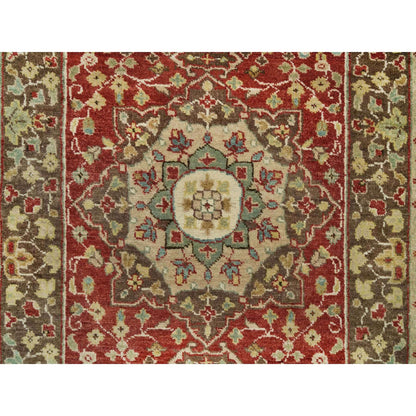 Fine Oriental Wool Hand Knotted Rug Red Brown 2.6X10.1 -O090113