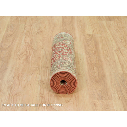 Fine Oriental Wool Hand Knotted Rug Red Brown 2.6X10.1 -O090113