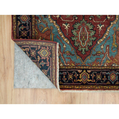 Heriz Wool Hand Knotted Rug Red Blue 3.2X5.2 -O090115