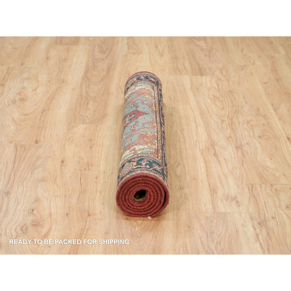 Heriz Wool Hand Knotted Rug Red Blue 3.2X5.2 -O090115