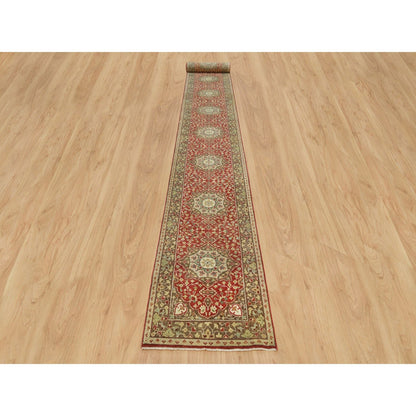 Fine Oriental Wool Hand Knotted Rug Red Brown 2.7X22.0 -O090116