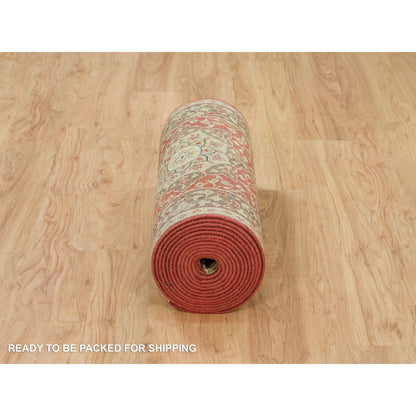 Fine Oriental Wool Hand Knotted Rug Red Brown 2.7X22.0 -O090116