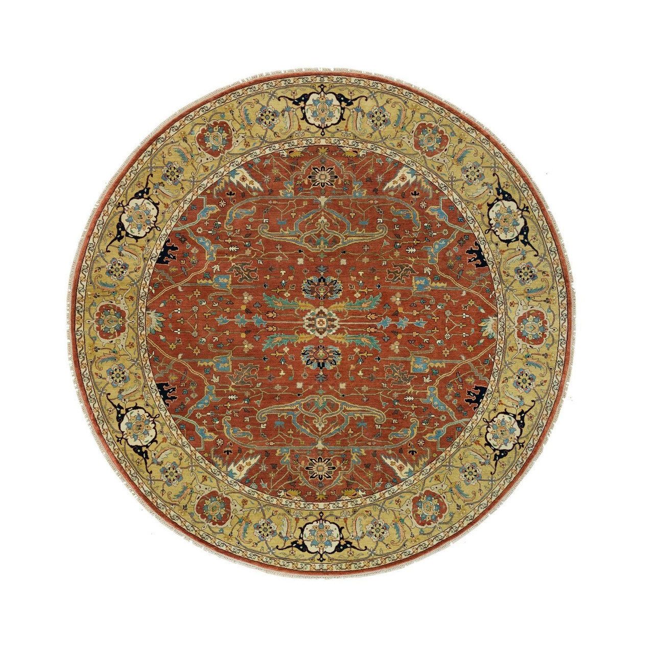 Red 10'0" x 10'0" Heriz Hand knotted Wool Rug - Sku: O090117
