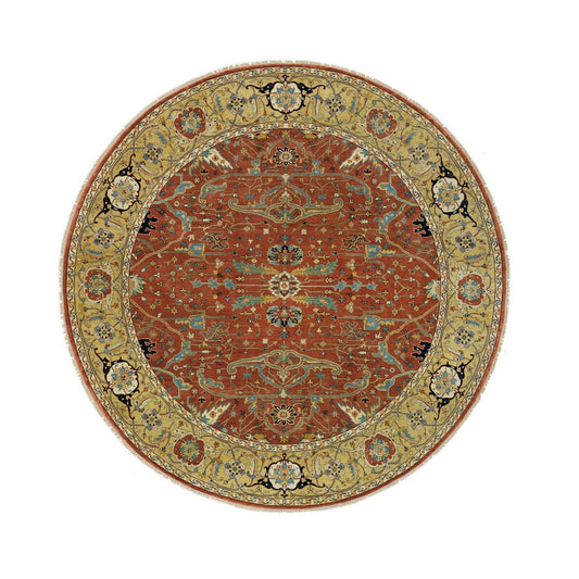 Heriz Wool Hand Knotted Rug Red Gold 10.0X10.0 -O090117