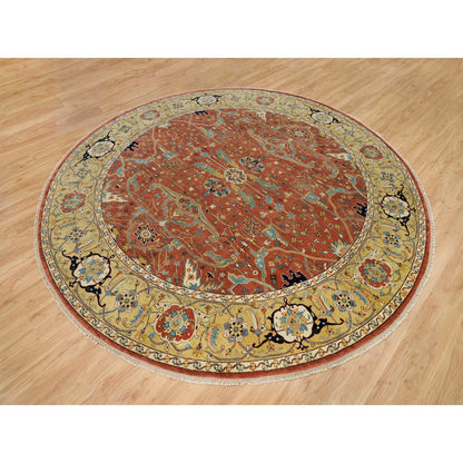 Heriz Wool Hand Knotted Rug Red Gold 10.0X10.0 -O090117