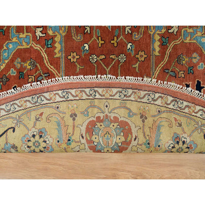 Heriz Wool Hand Knotted Rug Red Gold 10.0X10.0 -O090117