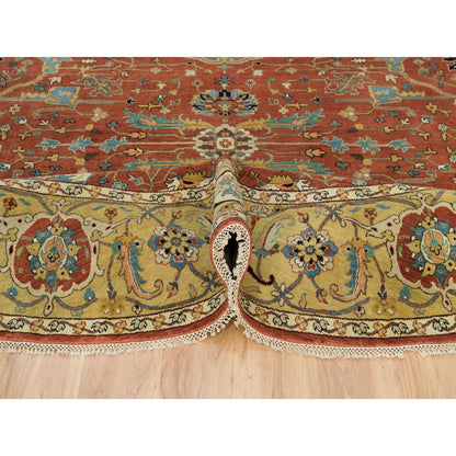 Heriz Wool Hand Knotted Rug Red Gold 10.0X10.0 -O090117