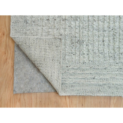 Flat Weave Wool Hand Woven Rug Grey No Border 12.0X14.10 -O090120