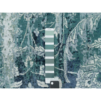 Transitional Wool & Silk Hand Knotted Rug Blue No Border 6.0X6.0 -O090132