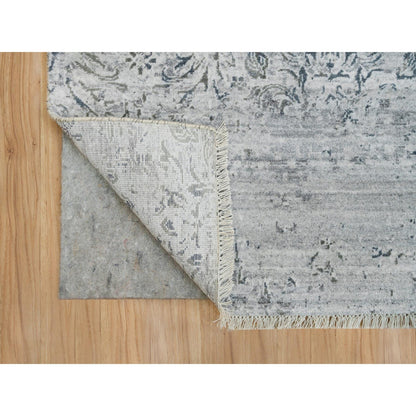 Transitional Wool and Plant based Silk Hand Knotted Rug Ivory No Border 8.9X11.10 -O090133