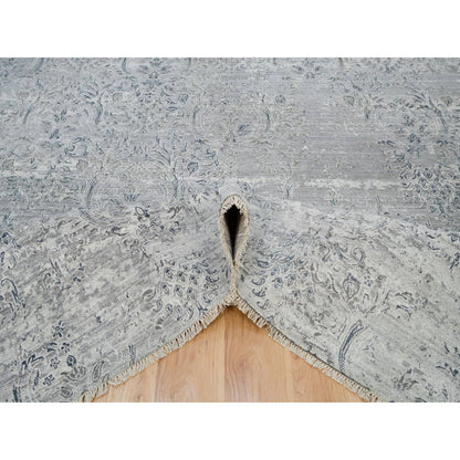 Transitional Wool and Plant based Silk Hand Knotted Rug Ivory No Border 8.9X11.10 -O090133