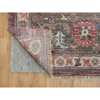 Tribal & Geometric Wool Hand Knotted Rug Red Gray 13.8X13.9 -O090136