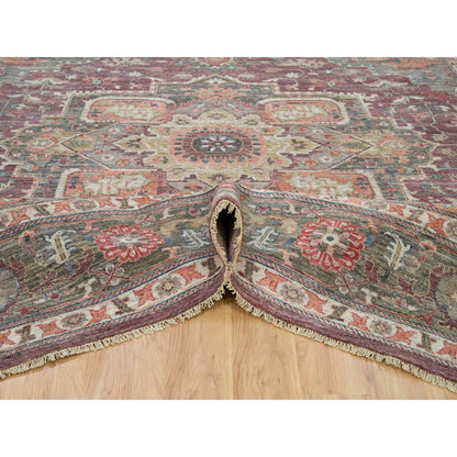 Tribal & Geometric Wool Hand Knotted Rug Red Gray 13.8X13.9 -O090136