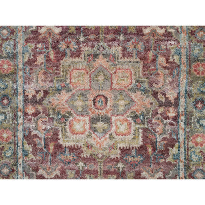 Tribal & Geometric Wool Hand Knotted Rug Red Gray 2.7X14.0 -O090138