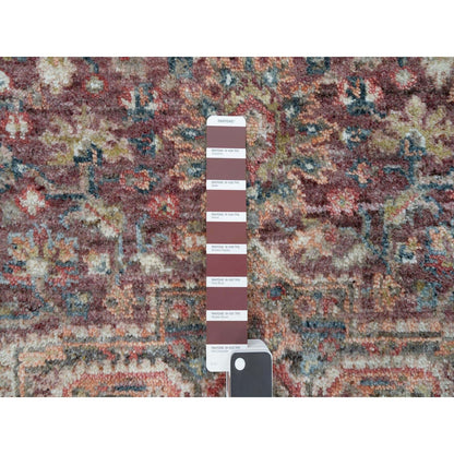 Tribal & Geometric Wool Hand Knotted Rug Red Gray 5.0X5.0 -O090142