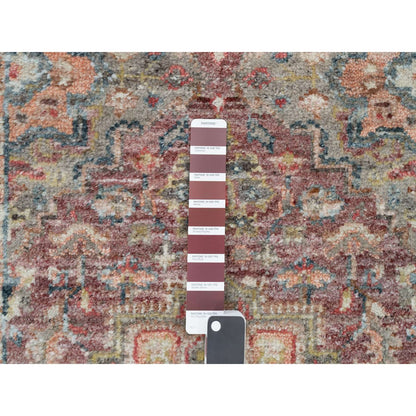 Tribal & Geometric Wool Hand Knotted Rug Red Gray 2.6X19.8 -O090143