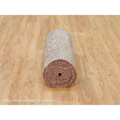 Tribal & Geometric Wool Hand Knotted Rug Red Gray 2.6X19.8 -O090143