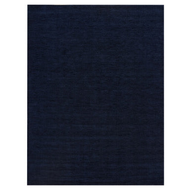 Modern and Contemporary Wool and Plant based Silk Hand Loomed Rug Blue No Border 9.1X12.0 -O090152