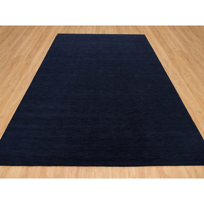 Modern and Contemporary Wool and Plant based Silk Hand Loomed Rug Blue No Border 9.1X12.0 -O090152