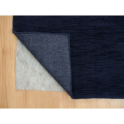 Modern and Contemporary Wool and Plant based Silk Hand Loomed Rug Blue No Border 9.1X12.0 -O090152