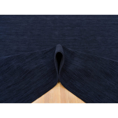 Modern and Contemporary Wool and Plant based Silk Hand Loomed Rug Blue No Border 9.0X12.0 -O090153