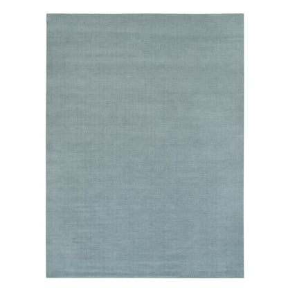 Modern and Contemporary Wool and Plant based Silk Hand Loomed Rug Grey No Border 9.0X11.10 -O090154