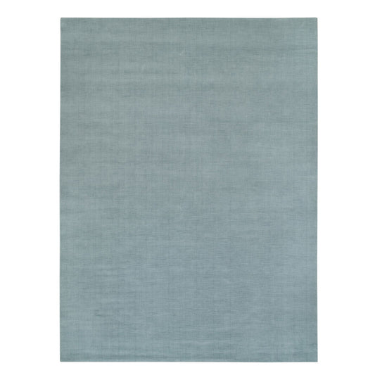 Modern and Contemporary Wool and Plant based Silk Hand Loomed Rug Grey No Border 9.0X11.10 -O090154
