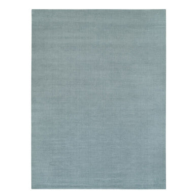 Modern and Contemporary Wool and Plant based Silk Hand Loomed Rug Grey No Border 9.0X11.10 -O090154