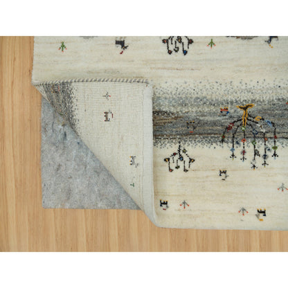 Modern and Contemporary Wool Hand Knotted Rug Ivory No Border 2.7X8.0 -O090155