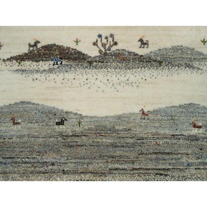 Modern and Contemporary Wool Hand Knotted Rug Ivory No Border 2.7X8.0 -O090155