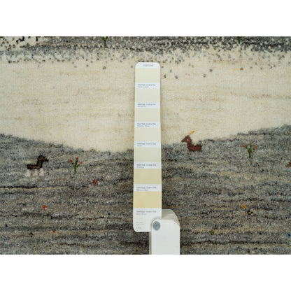 Modern and Contemporary Wool Hand Knotted Rug Ivory No Border 2.7X6.2 -O090166