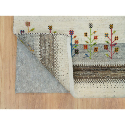 Modern and Contemporary Wool Hand Knotted Rug Ivory No Border 2.6X6.0 -O090171