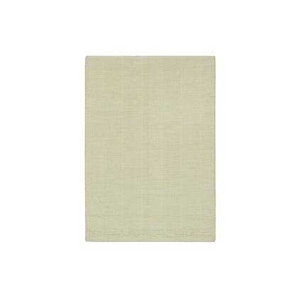 Modern and Contemporary Wool and Plant based Silk Hand Loomed Rug Ivory No Border 2.0X3.0 -O090174