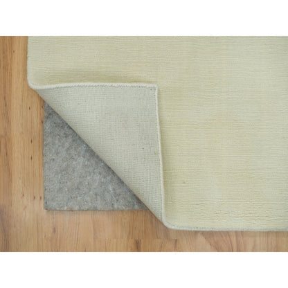 Modern and Contemporary Wool and Plant based Silk Hand Loomed Rug Ivory No Border 2.0X3.0 -O090174