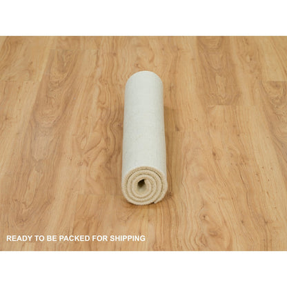 Modern and Contemporary Wool and Plant based Silk Hand Loomed Rug Ivory No Border 2.0X3.0 -O090174