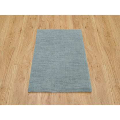 Modern and Contemporary Wool and Plant based Silk Hand Loomed Rug Grey No Border 2.0X3.1 -O090175