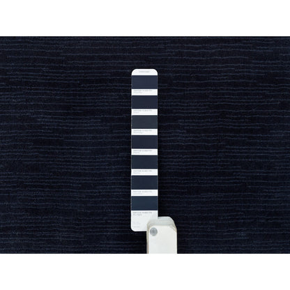 Modern and Contemporary Wool and Plant based Silk Hand Loomed Rug Blue No Border 2.0X3.1 -O090176