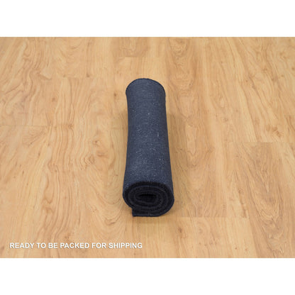 Modern and Contemporary Wool and Plant based Silk Hand Loomed Rug Blue No Border 2.0X3.1 -O090176