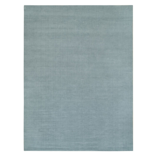 Modern and Contemporary Wool and Plant based Silk Hand Loomed Rug Grey No Border 9.0X12.0 -O090177