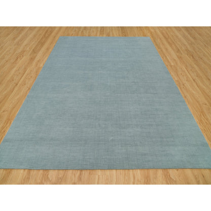 Modern and Contemporary Wool and Plant based Silk Hand Loomed Rug Grey No Border 9.0X12.0 -O090177