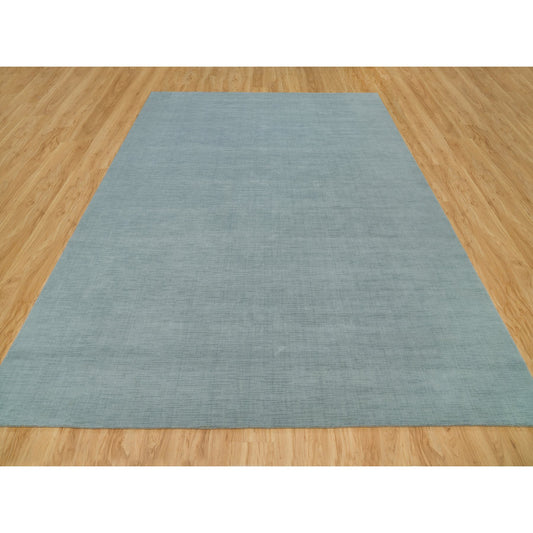 Modern and Contemporary Wool and Plant based Silk Hand Loomed Rug Grey No Border 9.0X12.0 -O090177