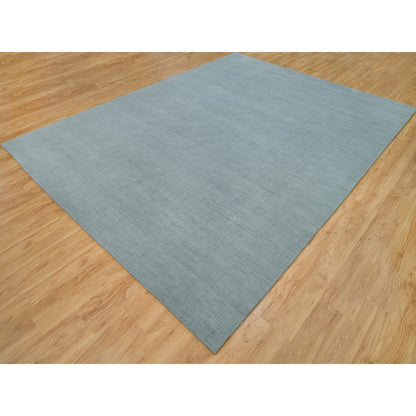Modern and Contemporary Wool and Plant based Silk Hand Loomed Rug Grey No Border 9.0X12.0 -O090177