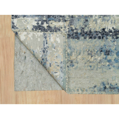Modern and Contemporary Wool & Silk Hand Knotted Rug Grey No Border 2.6X12.0 -O090198