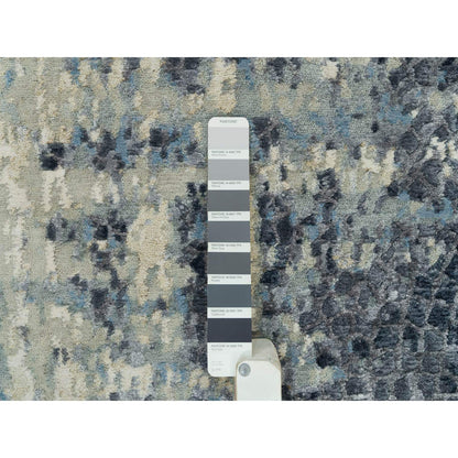 Modern and Contemporary Wool & Silk Hand Knotted Rug Grey No Border 2.6X12.0 -O090198