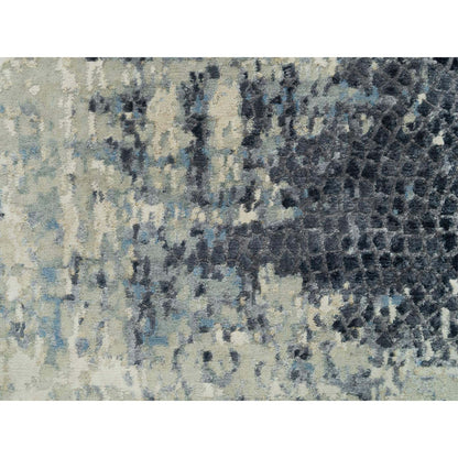 Modern and Contemporary Wool & Silk Hand Knotted Rug Grey No Border 2.6X12.0 -O090198